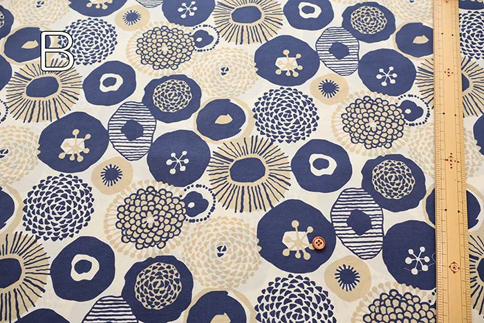 Water repellent Nylon Taffeta Fabric - Ink Blue Flowers