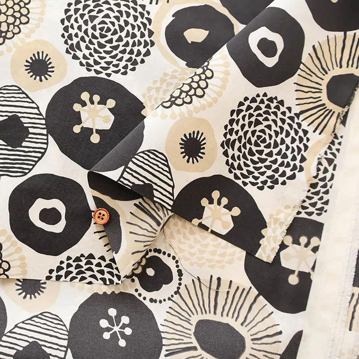 Water repellent Nylon Taffeta Fabric - Ink Blue Flowers