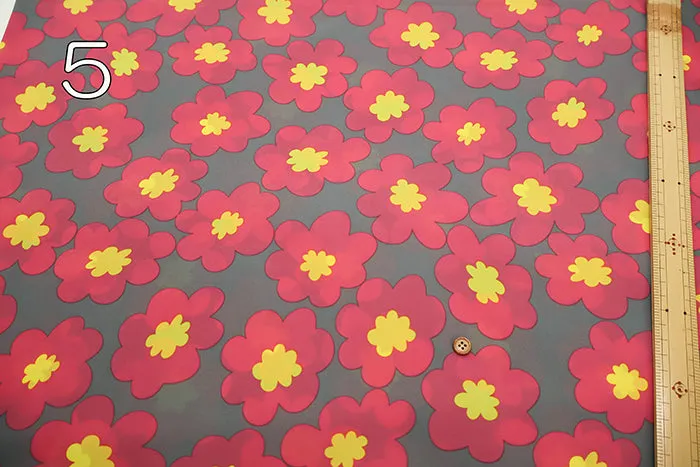 Water Repellent Nylon Taffeta Print Fabric - Nordic Flower