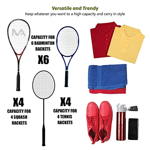 WHACKK Smash Black White Tennis/Squash/Badminton kit Bag (9099), 2XL (9099i)