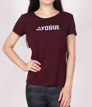 Wine Red Round-neck Cotton T-Shirt