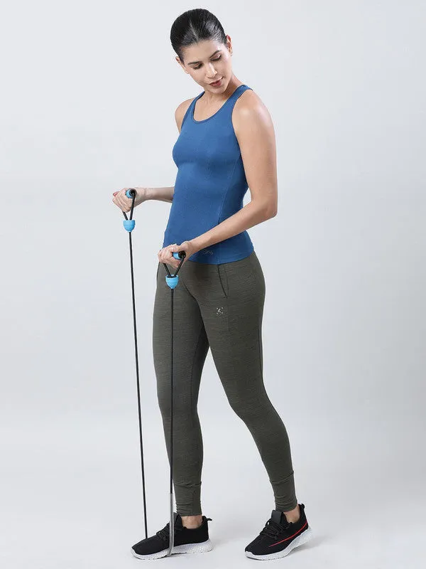 Women Aqua Blue Solid Top-RACER BACK MK-AB