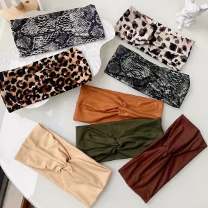 Women Cross Solid Color Hair Bands Girls Leopard Print Flower Headbands Fashion Vintage Turban Make Up Hair Accessories