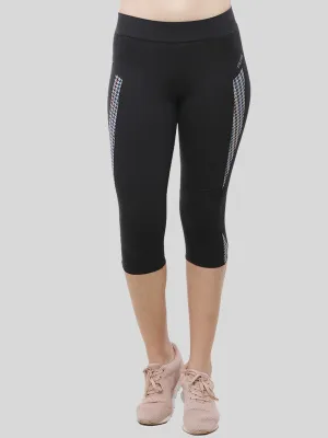 Women Navy Blue Panel Printed Capri-SBT CROP_BK-HT-NY