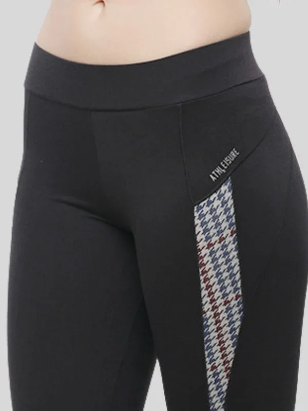 Women Navy Blue Panel Printed Capri-SBT CROP_BK-HT-NY