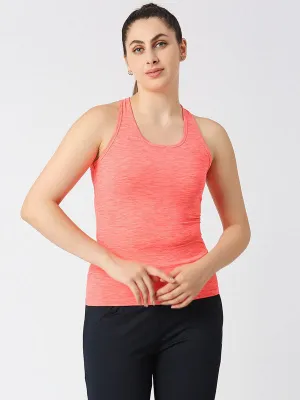 Women Orange Solid Racerback Tank Top RACER BACK STRETCH-  4W-OR