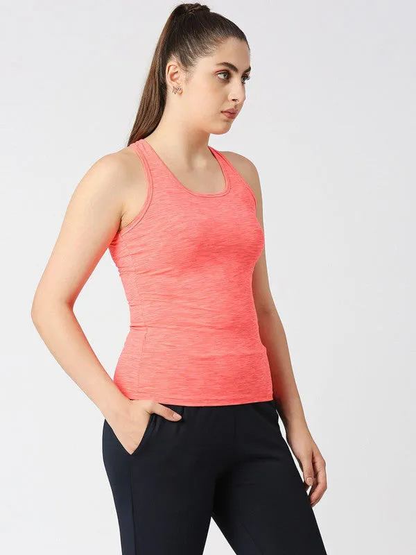 Women Orange Solid Racerback Tank Top RACER BACK STRETCH-  4W-OR