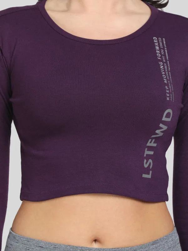 Women Purple Solid Crop Top_WARMING UP TOP-PU