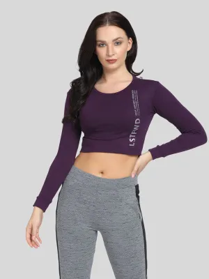 Women Purple Solid Crop Top_WARMING UP TOP-PU