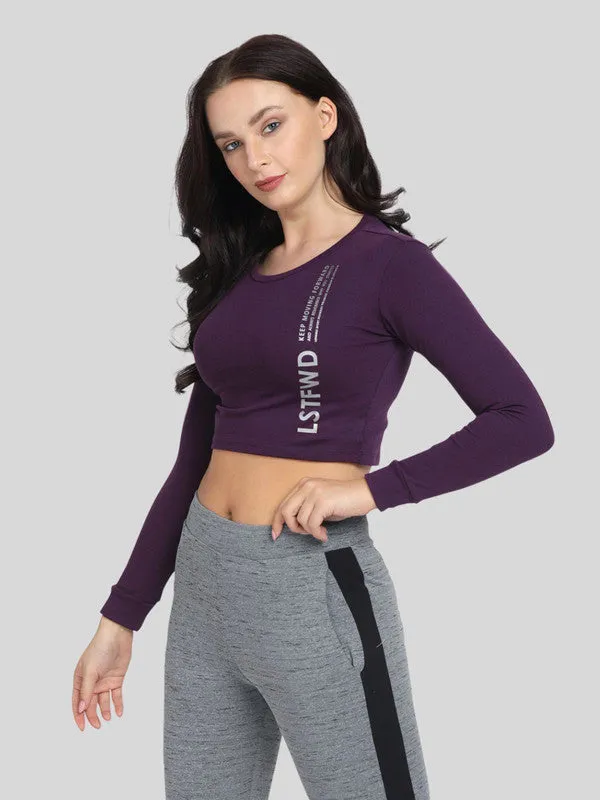 Women Purple Solid Crop Top_WARMING UP TOP-PU