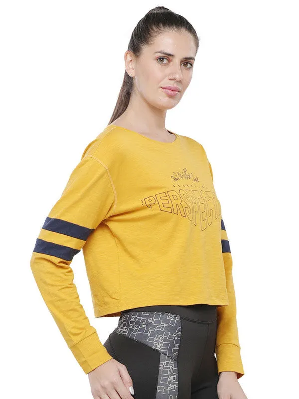 Women Yellow Loose Fit Printed T-Shirt - BOUNDLESS TOP-MY