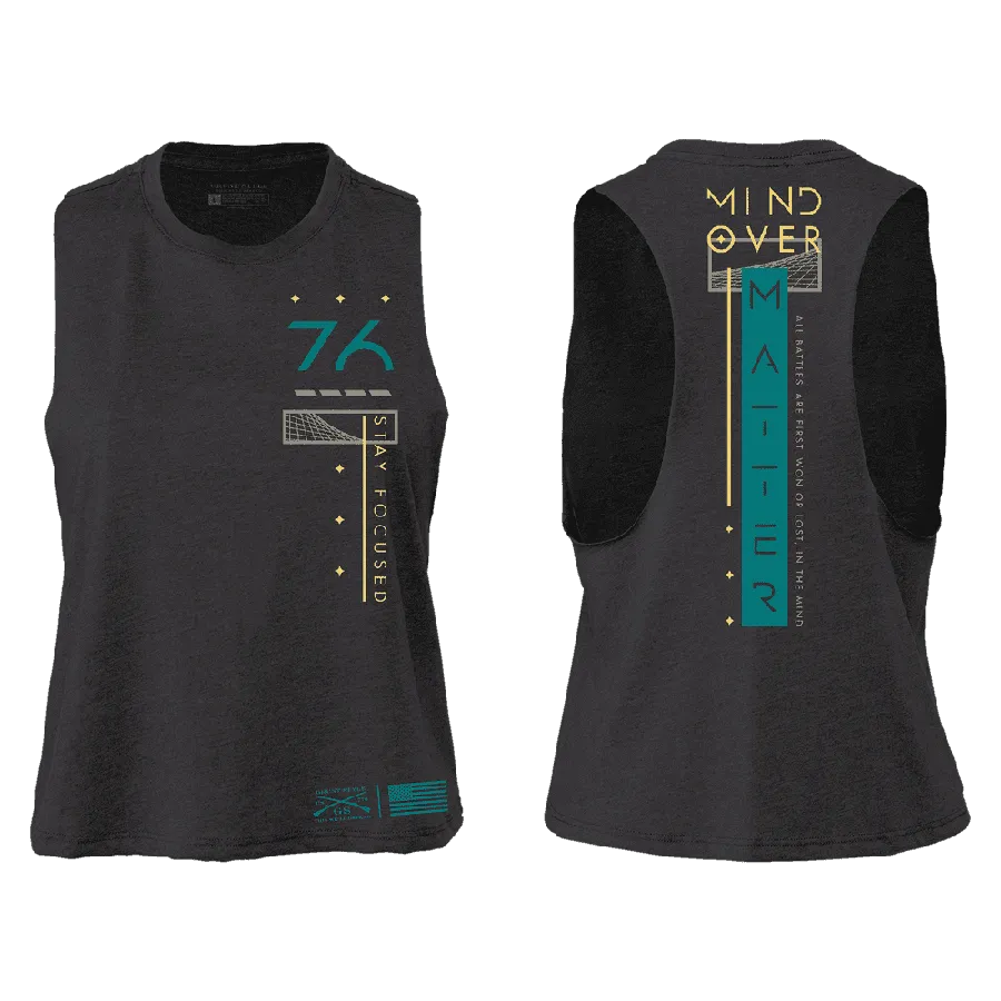 Women's Mind Over Matter Racerback Cropped Tank - Dark Heather Gray