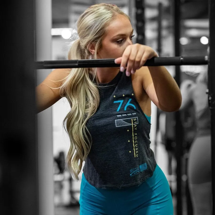 Women's Mind Over Matter Racerback Cropped Tank - Dark Heather Gray