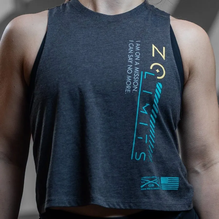 Women's No Limits Racerback Cropped Tank - Dark Heather Gray