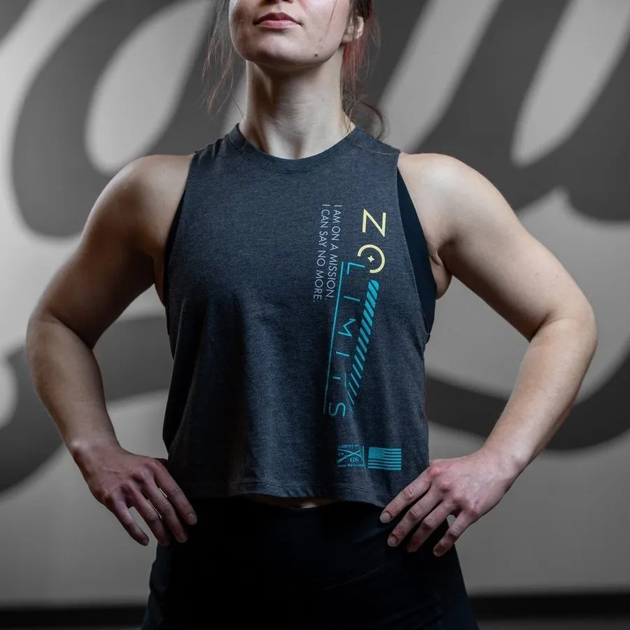 Women's No Limits Racerback Cropped Tank - Dark Heather Gray