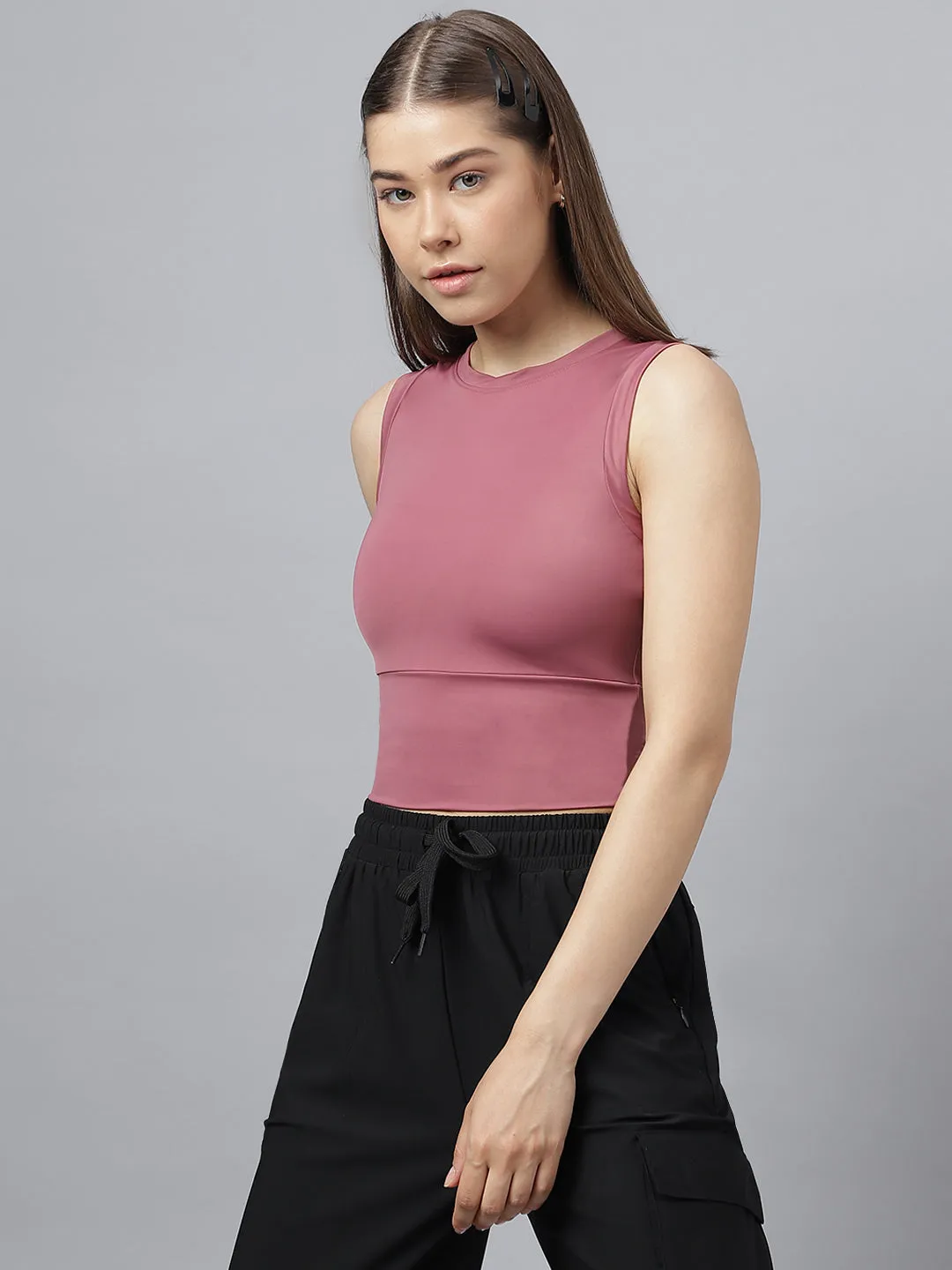 Women's round neck crop tank top