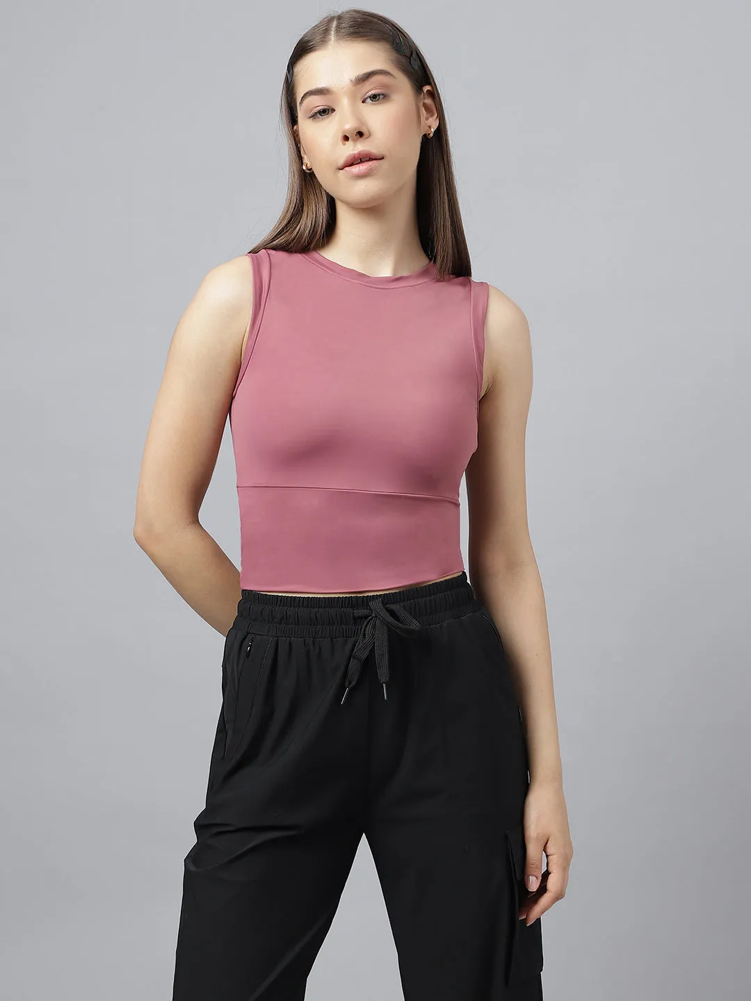 Women's round neck crop tank top
