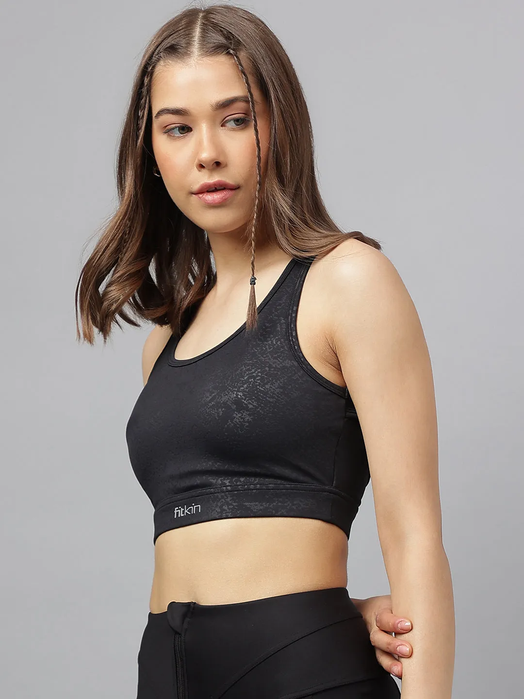 Women's snake print back multi straps sports bra