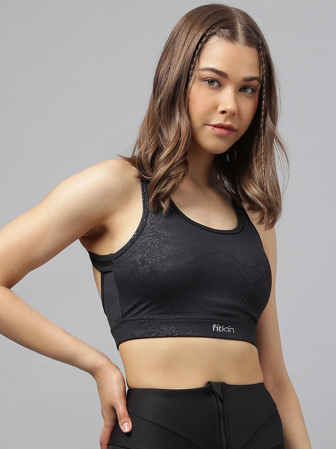 Women's snake print back multi straps sports bra