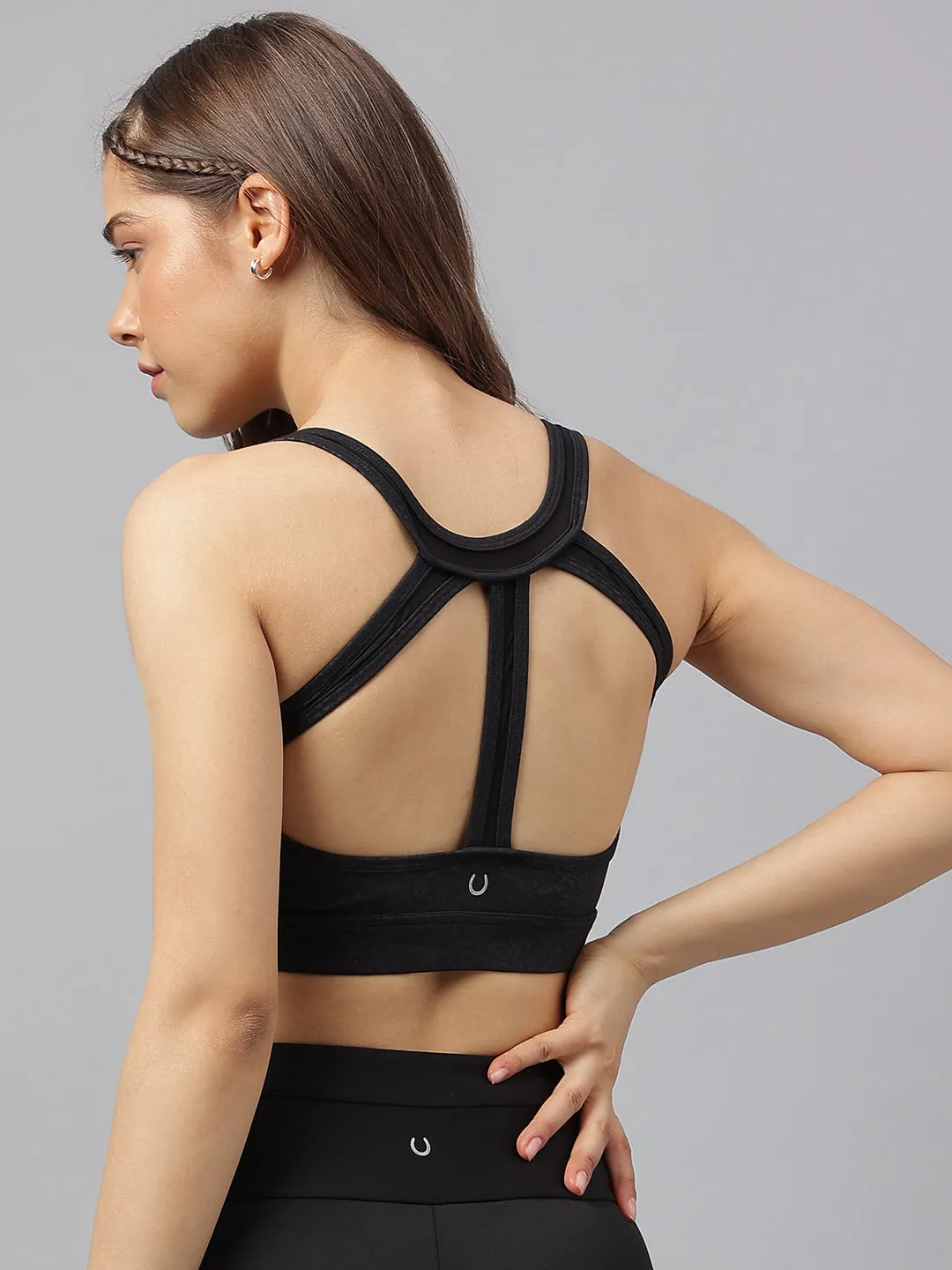 Women's snake print back multi straps sports bra