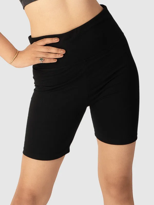 Womens Solid High waist tummy shorts