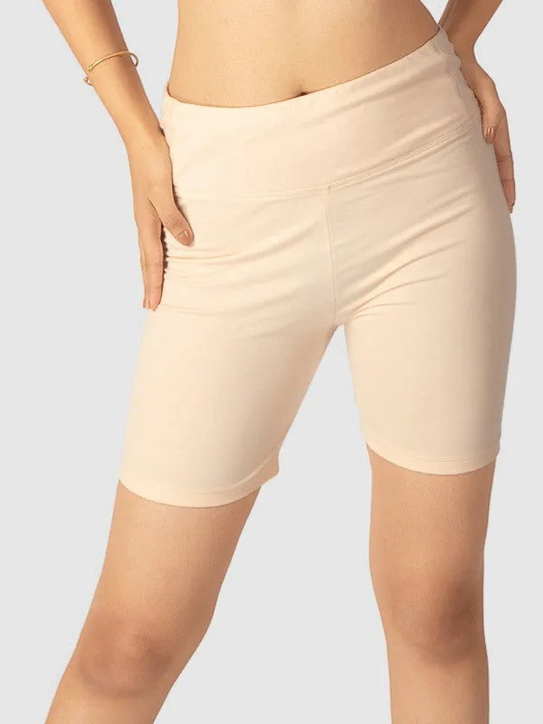 Womens Solid High waist tummy shorts