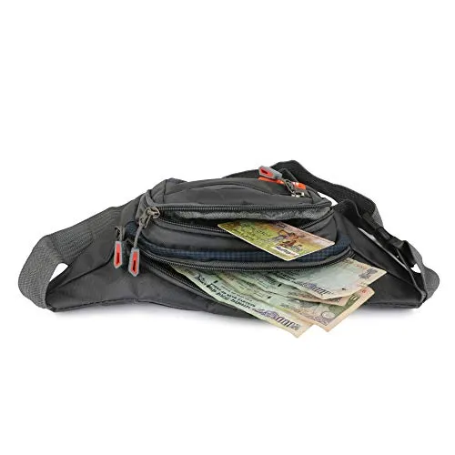 xcluma Waist Pack Travel Handy Hiking Zip Pouch Document Money Phone Belt Sport Bag Bum Bag for Men and Women Polyester (Grey)