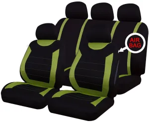 XtremeAuto® 9 PCE Sports Carnaby Green/ Black Full Set of Seat Covers